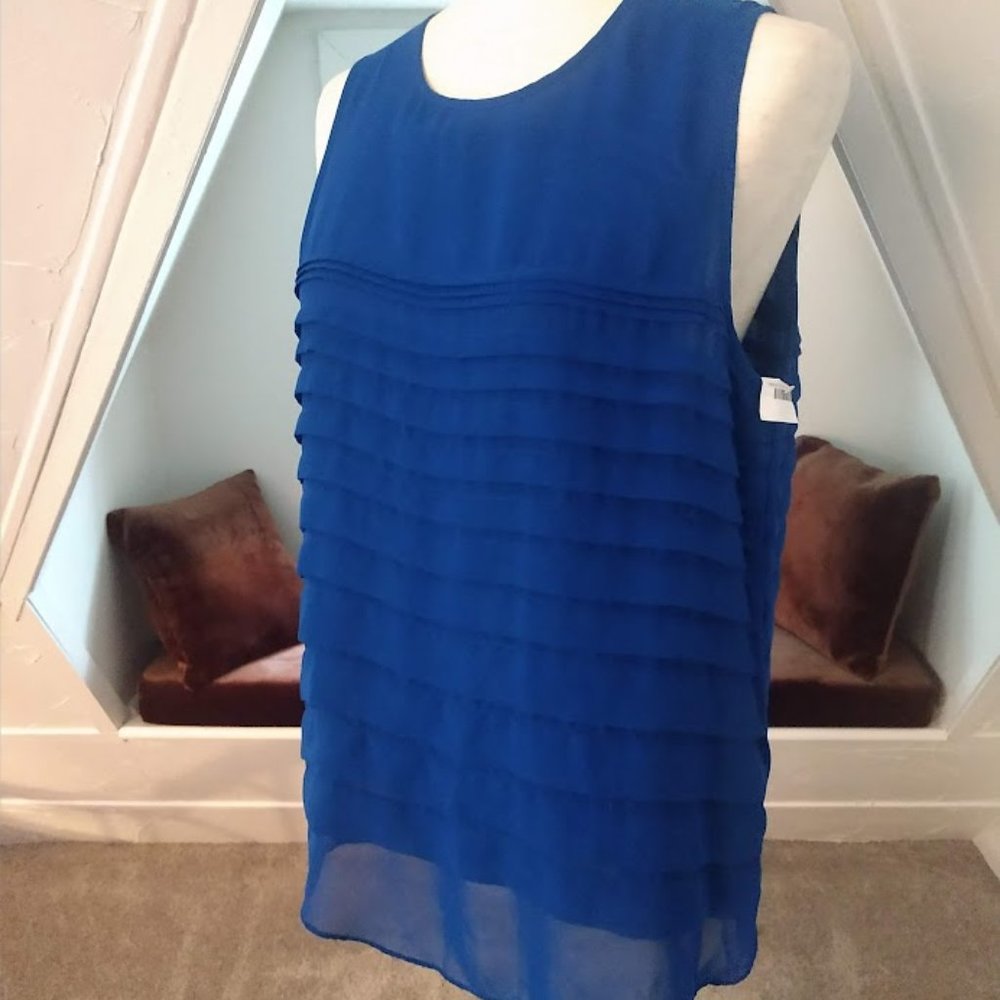 Vince Camuto Blue Pleated Tunic